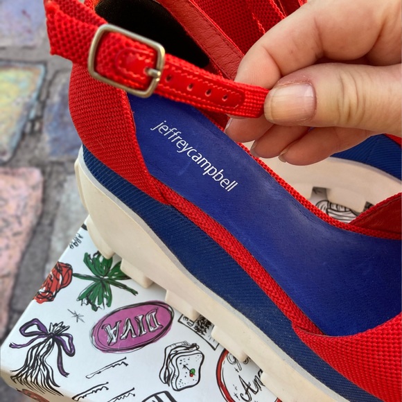 Free People Jeffrey Campbell Emery Flatform, 9 Red White Blue $135 preloved - Picture 8 of 12